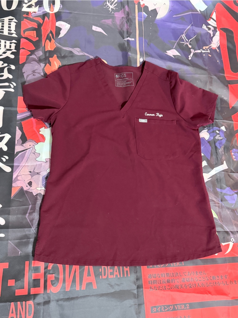 Figs Women's Maroon Medical Scrub Top